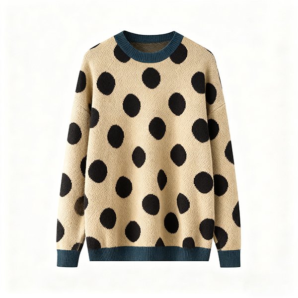 Men's Contrast Panel Seam Crew Neck Slouchy Knitted Long Sleeve Men's Sweater