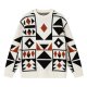 Cream Oversized Sweater with Black & Rust Geometric Print